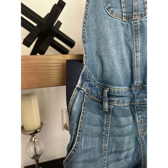 Indigo Blue Distressed Maternity Overalls - Picture 6 of 10